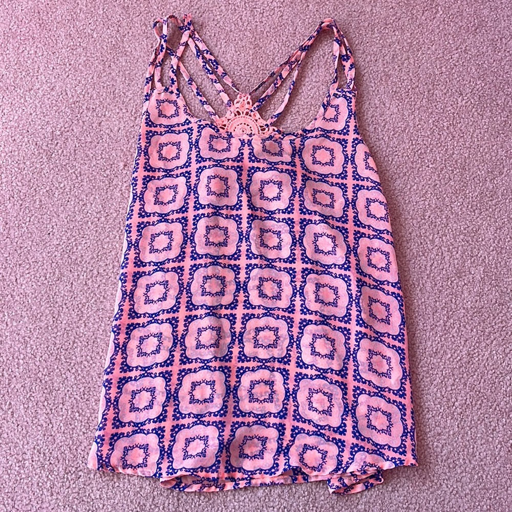 Vibrant Pink and Blue Sheer Tank Size Small